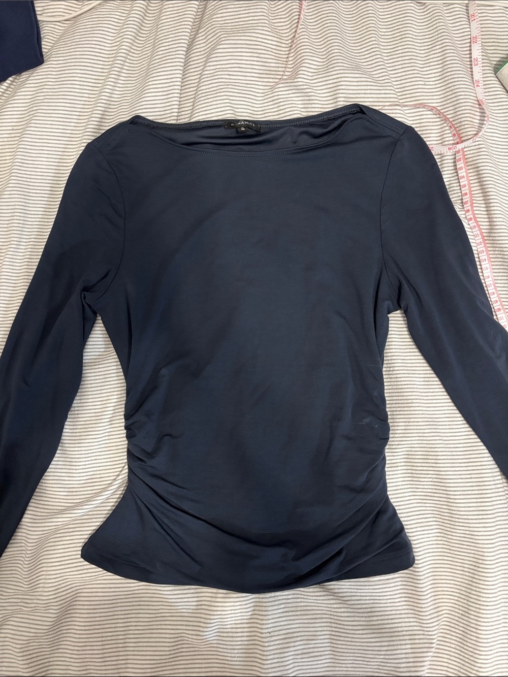 Women’s Long Sleeve Grey/Navy Boatneck Top